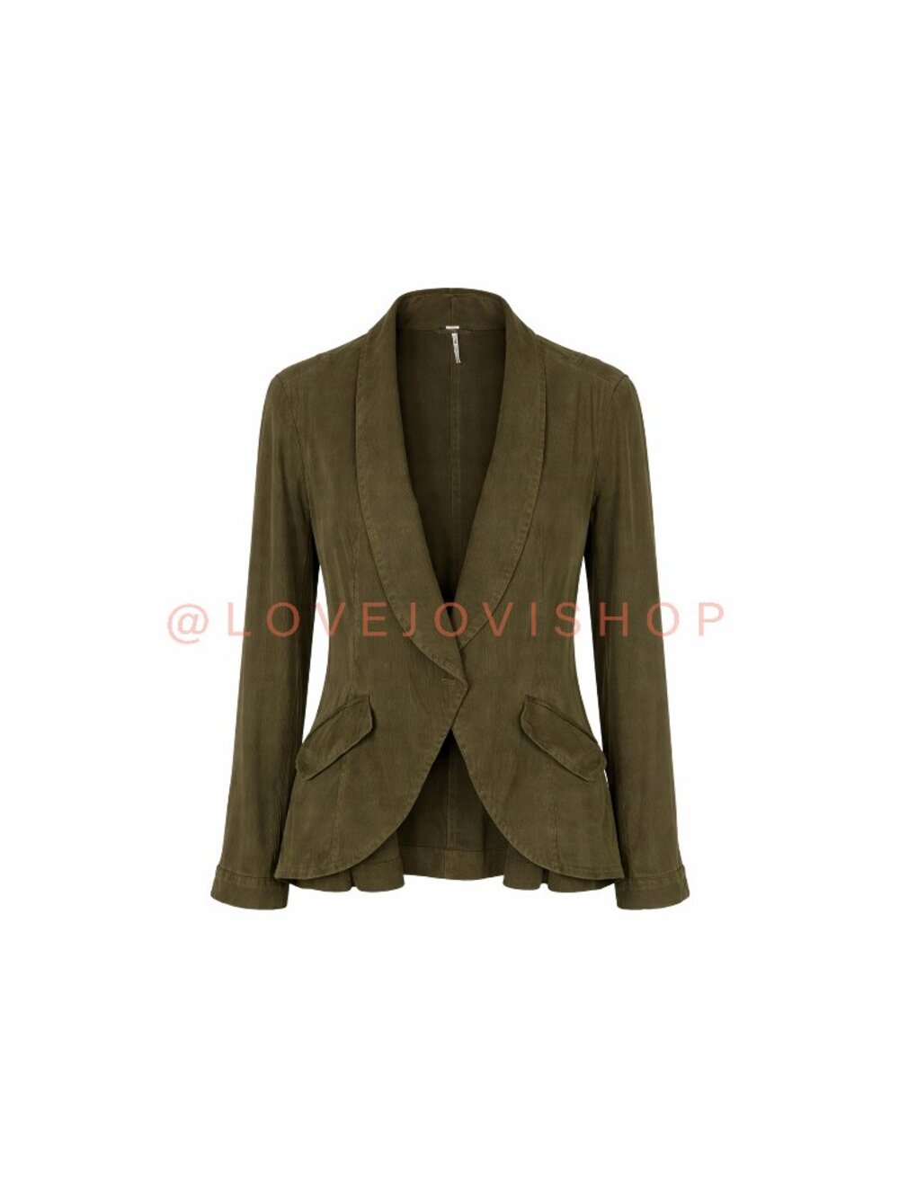 Blazer | Free People Deep Olive Forest Single Breasted One Button Jacket | Linen